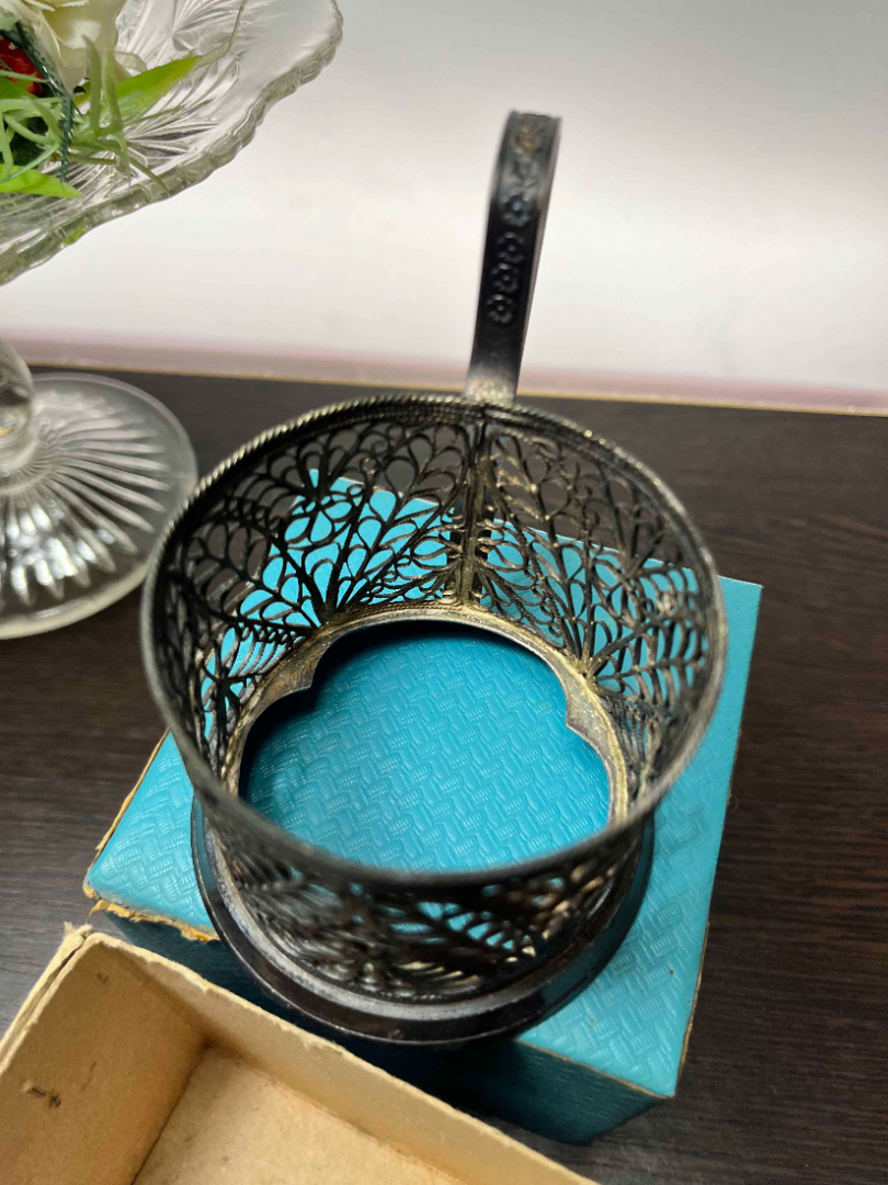 Подстаканник в фабричной коробке. Мстерский з-д ХИ "Ювелир". Скань, филигрань. Винтаж. Картинка 8